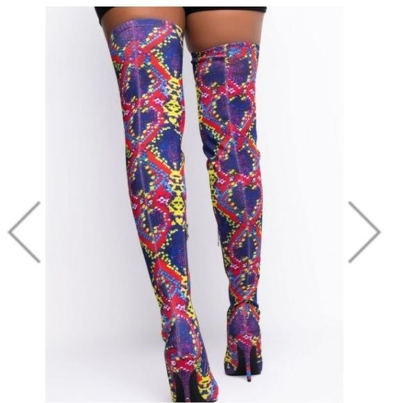 Multicolor Snake, Thigh Boots - Picture 4 of 5
